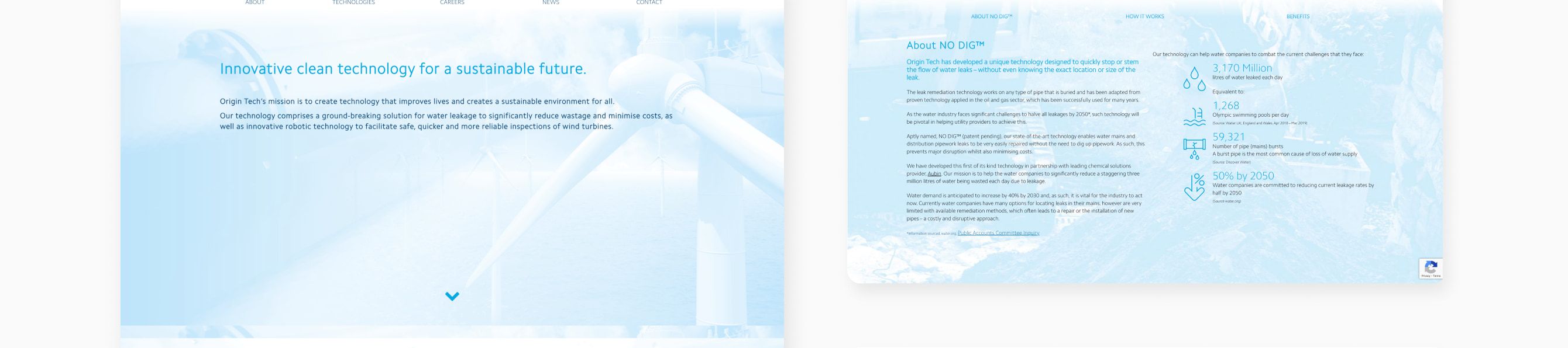 Pages from the new Origin website