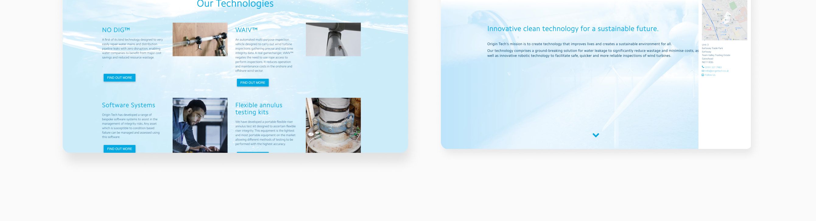 Content layout across the site