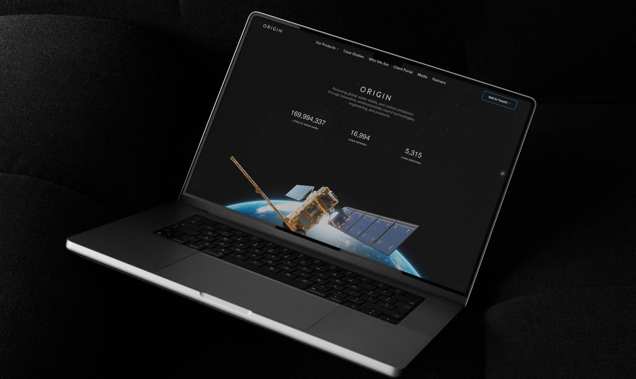 The website on a laptop