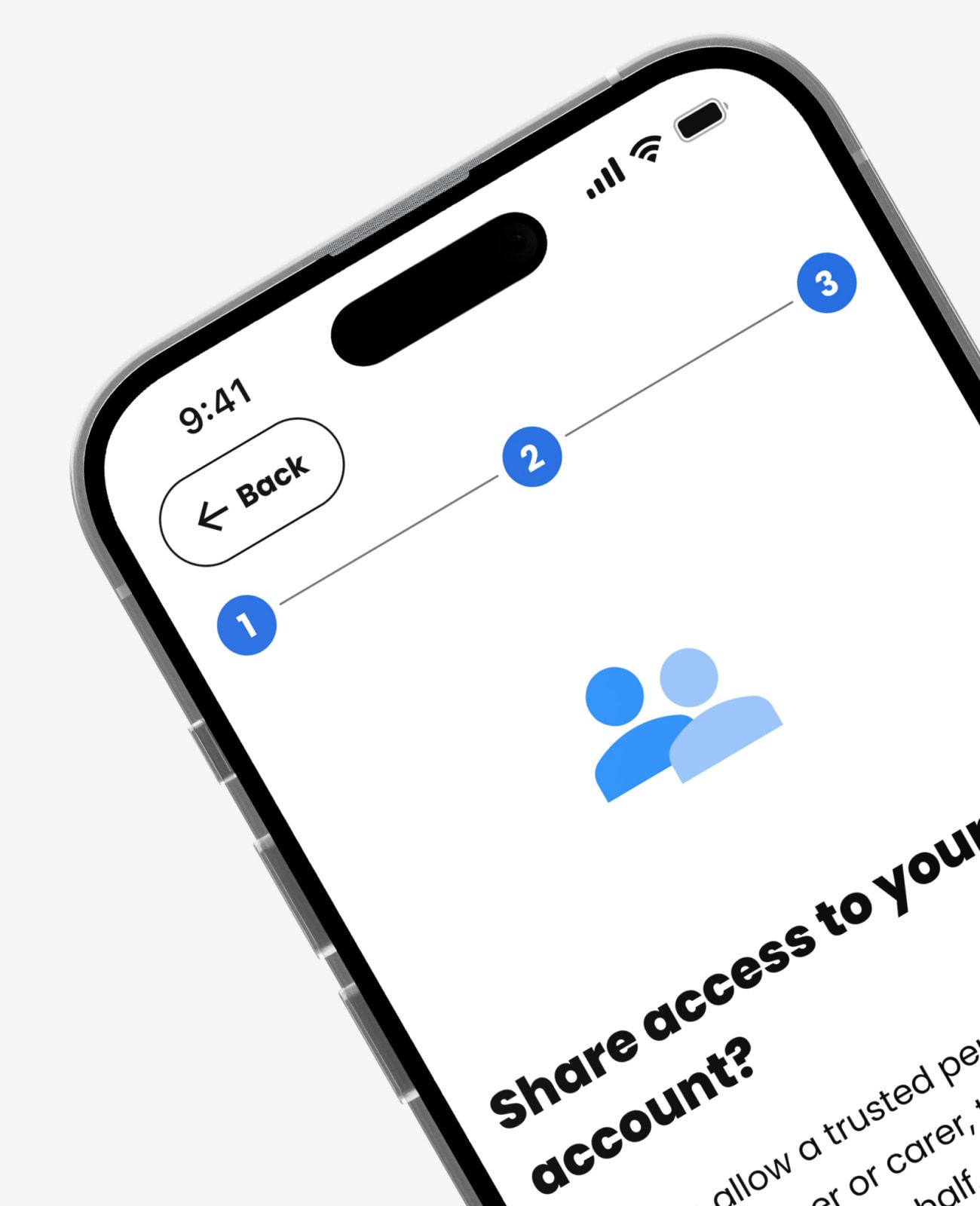 Sharing account access with a trusted person or carer