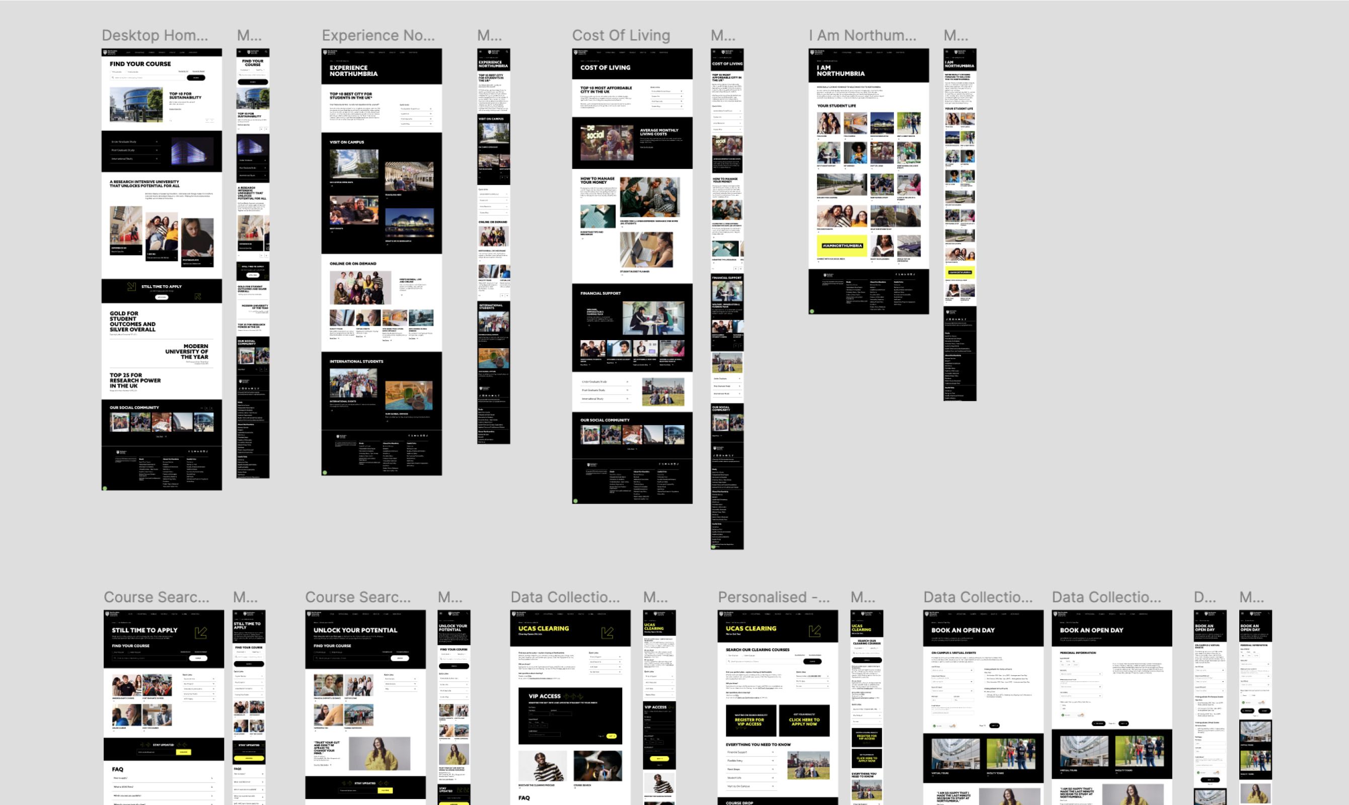 The redesigned pages across the site