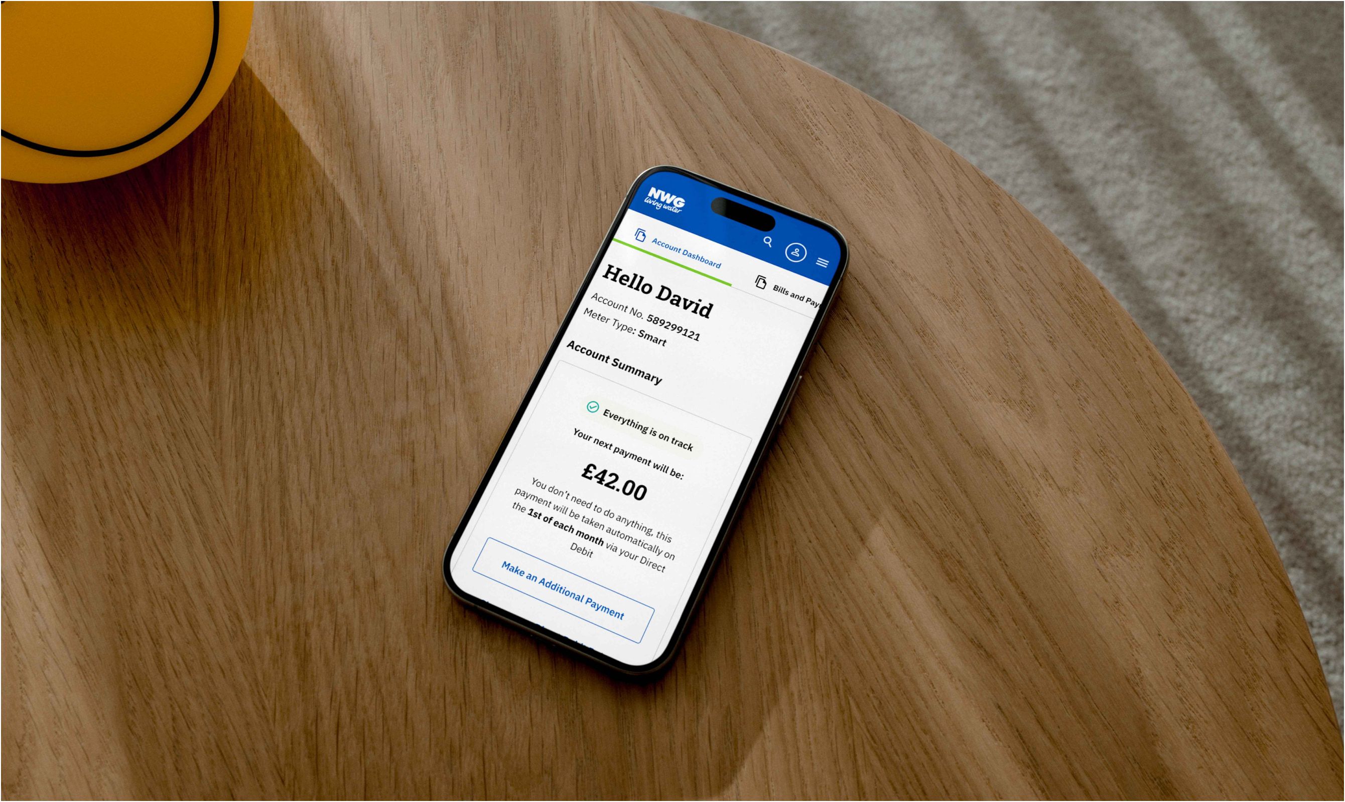 The account on a phone