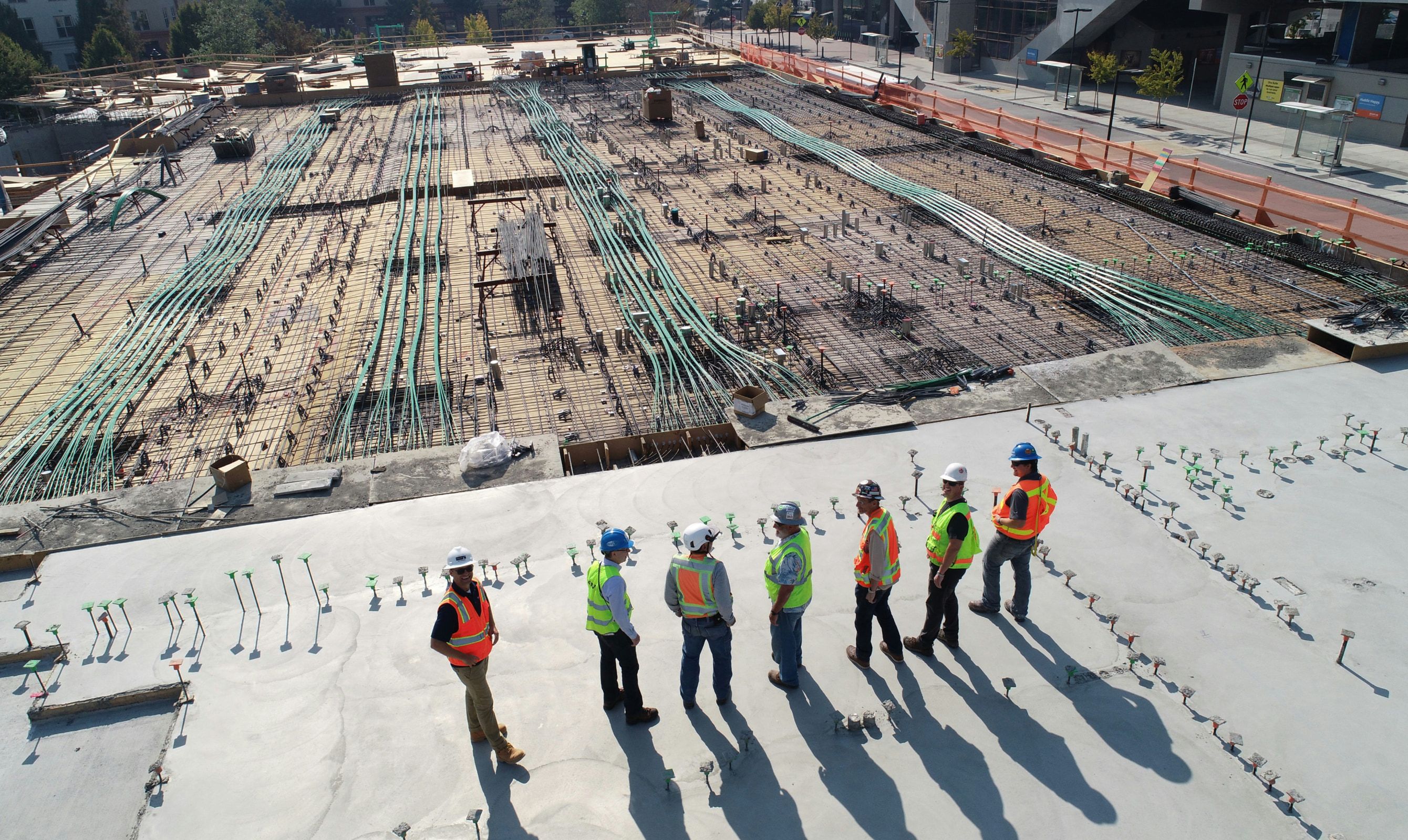 A live construction site from above