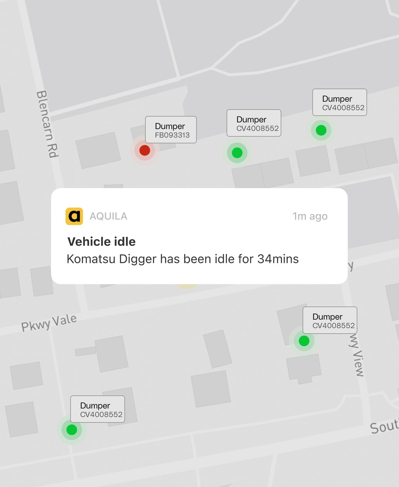 A live idle-plant alert in the app