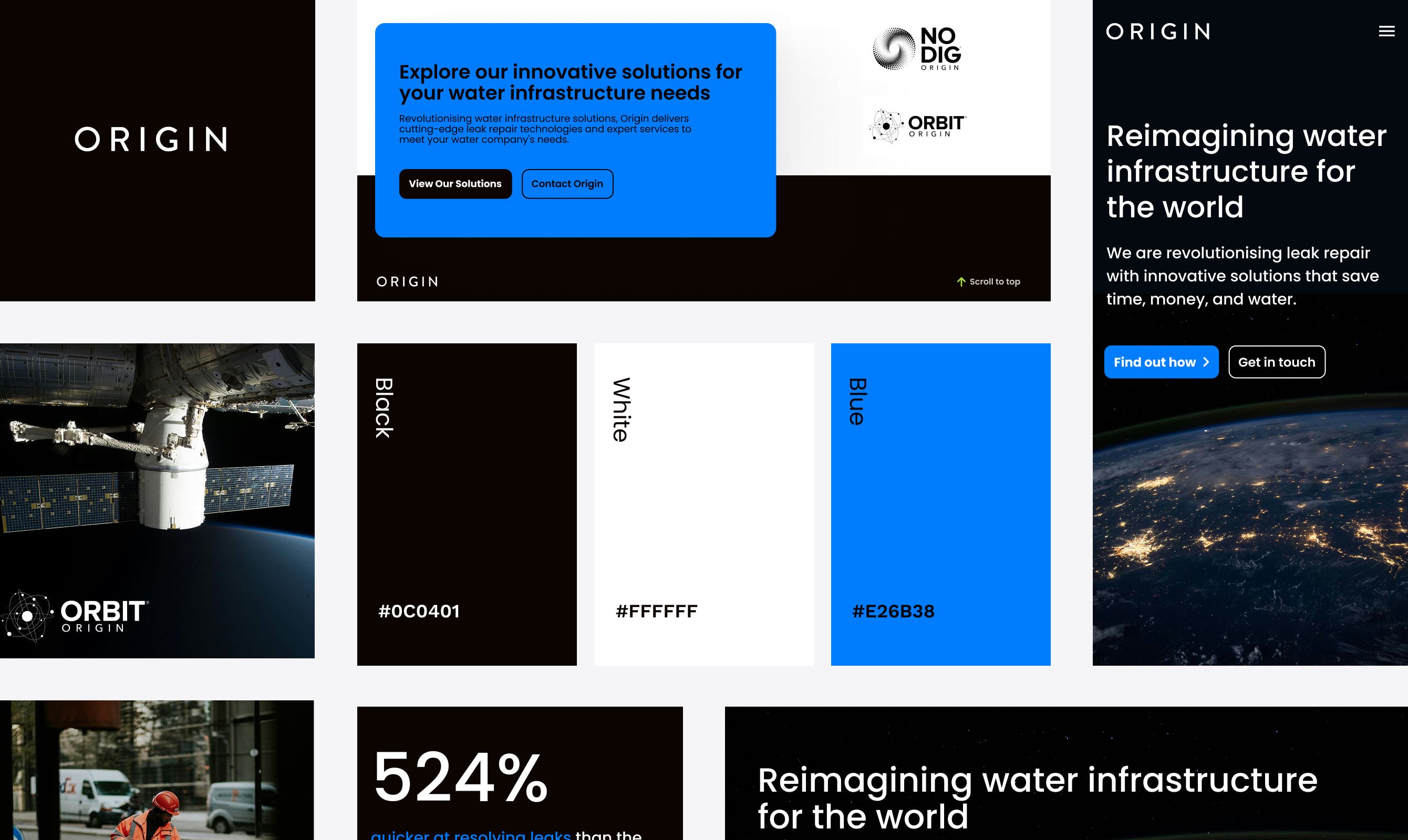 The website spread and headline statistics from Origin's site