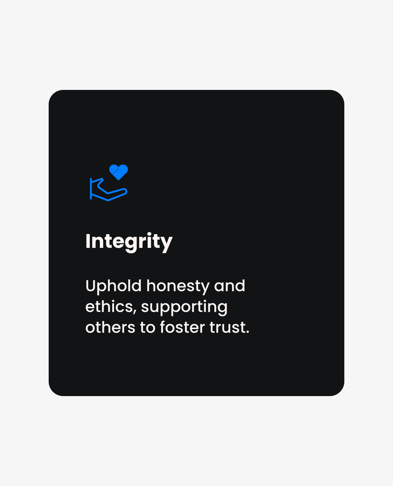 An Origin values card