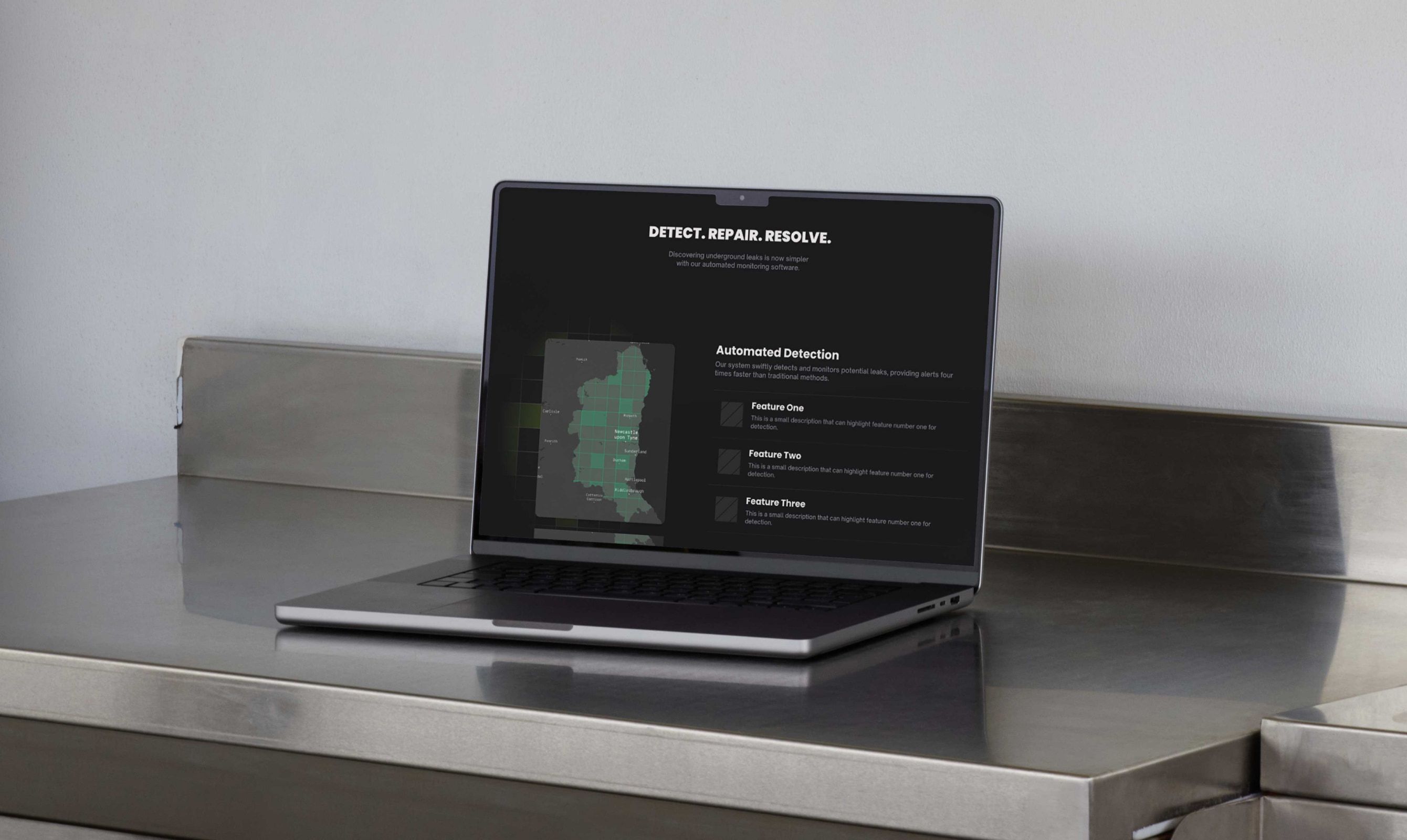 The website on a laptop