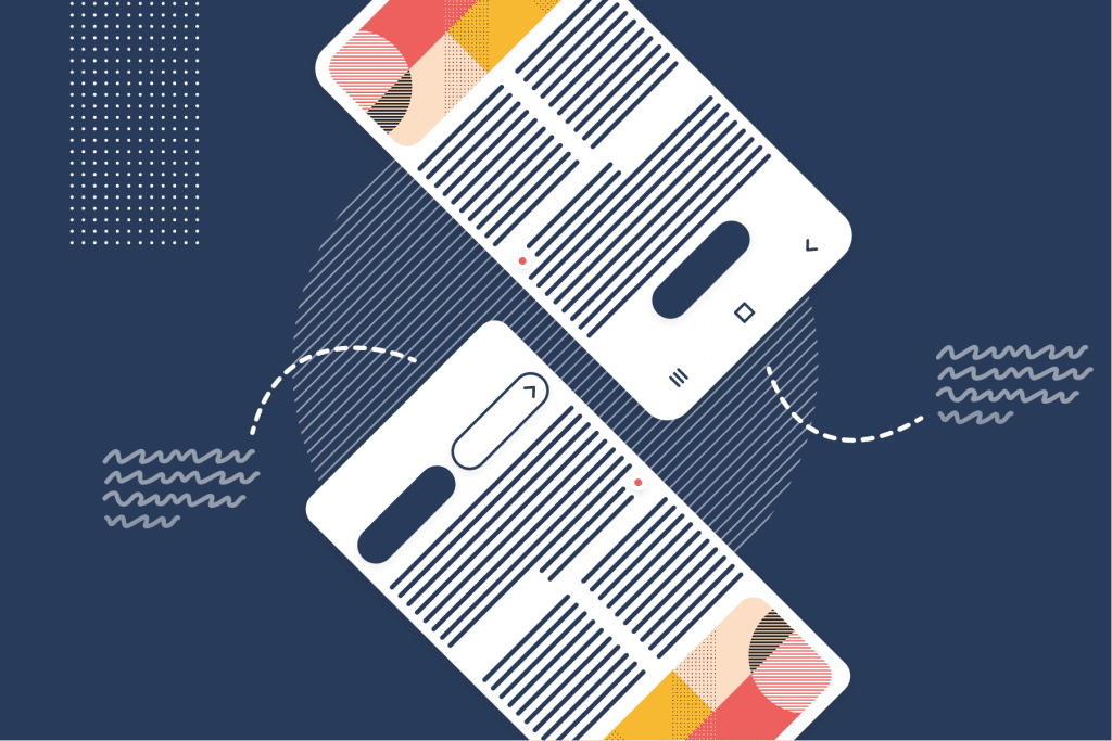 Two phone screens side by side showing the same content in different layouts
