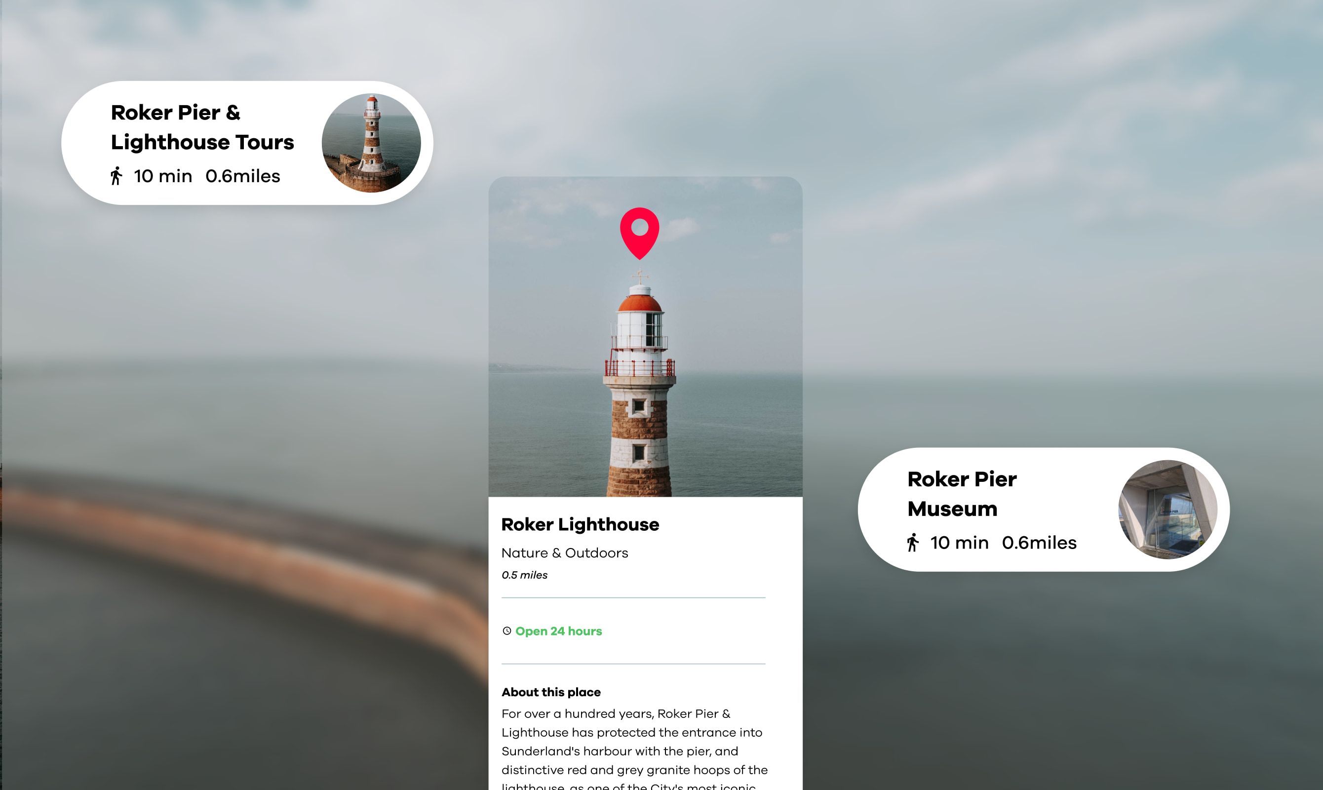 Roker Pier and Lighthouse tour on the map