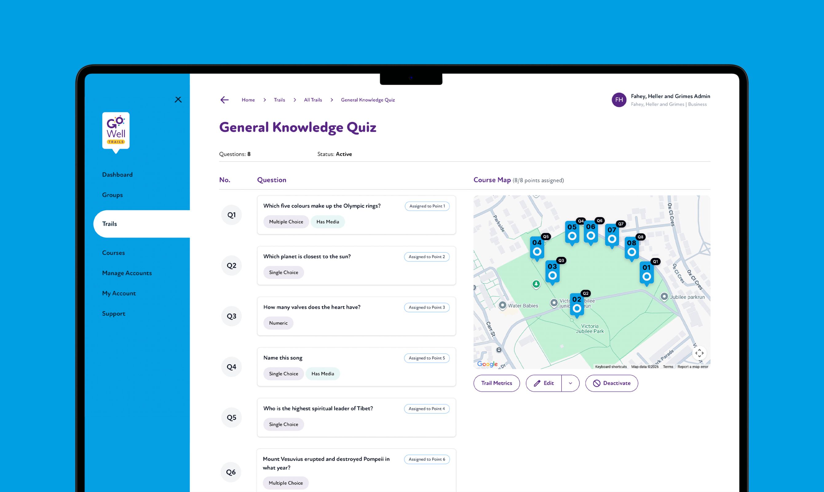 Building a general knowledge quiz in the admin tool