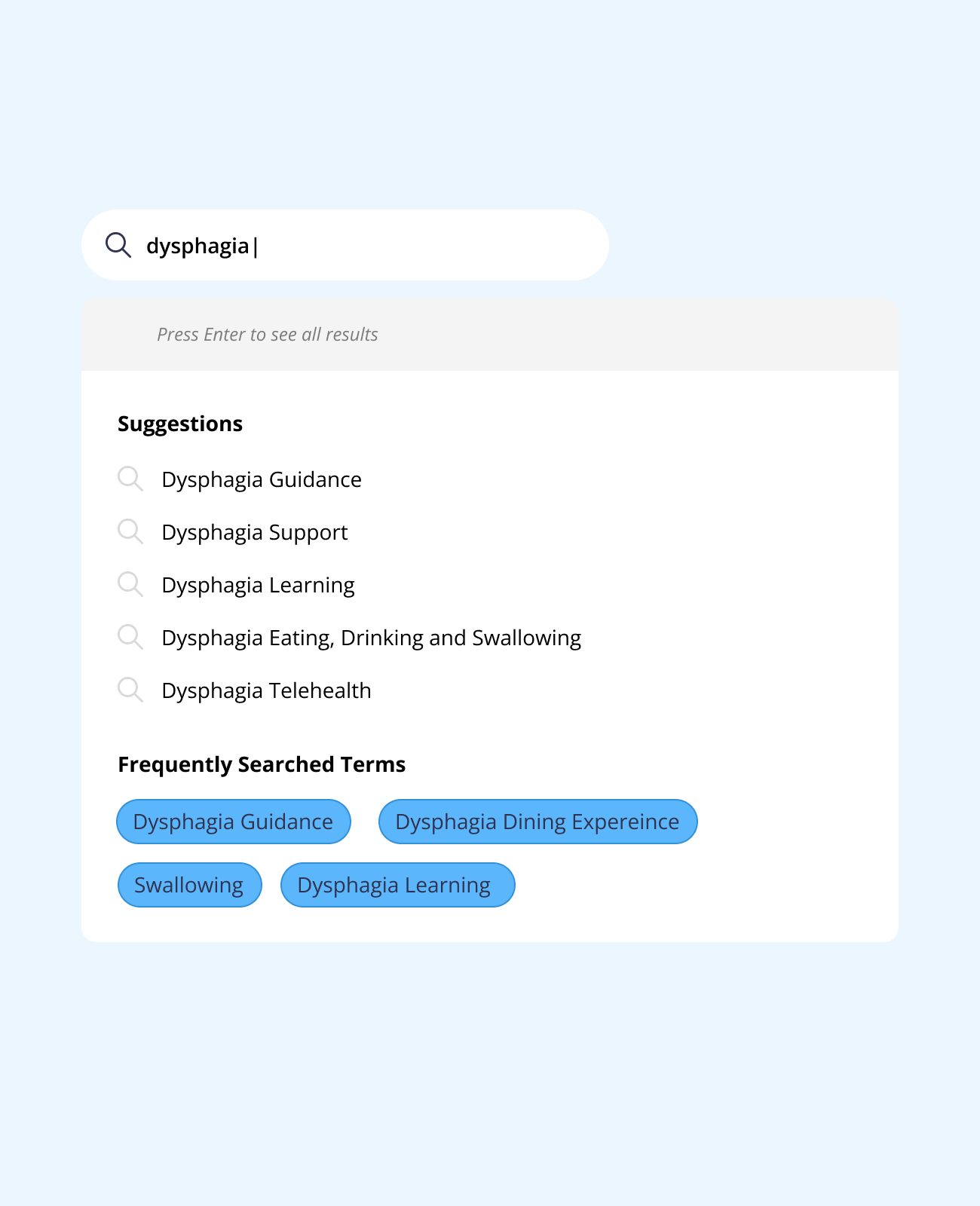 Search suggestions appearing as you type