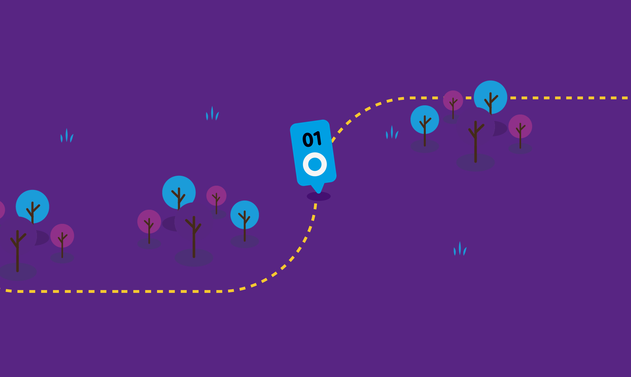 Illustrated trail map with numbered checkpoints
