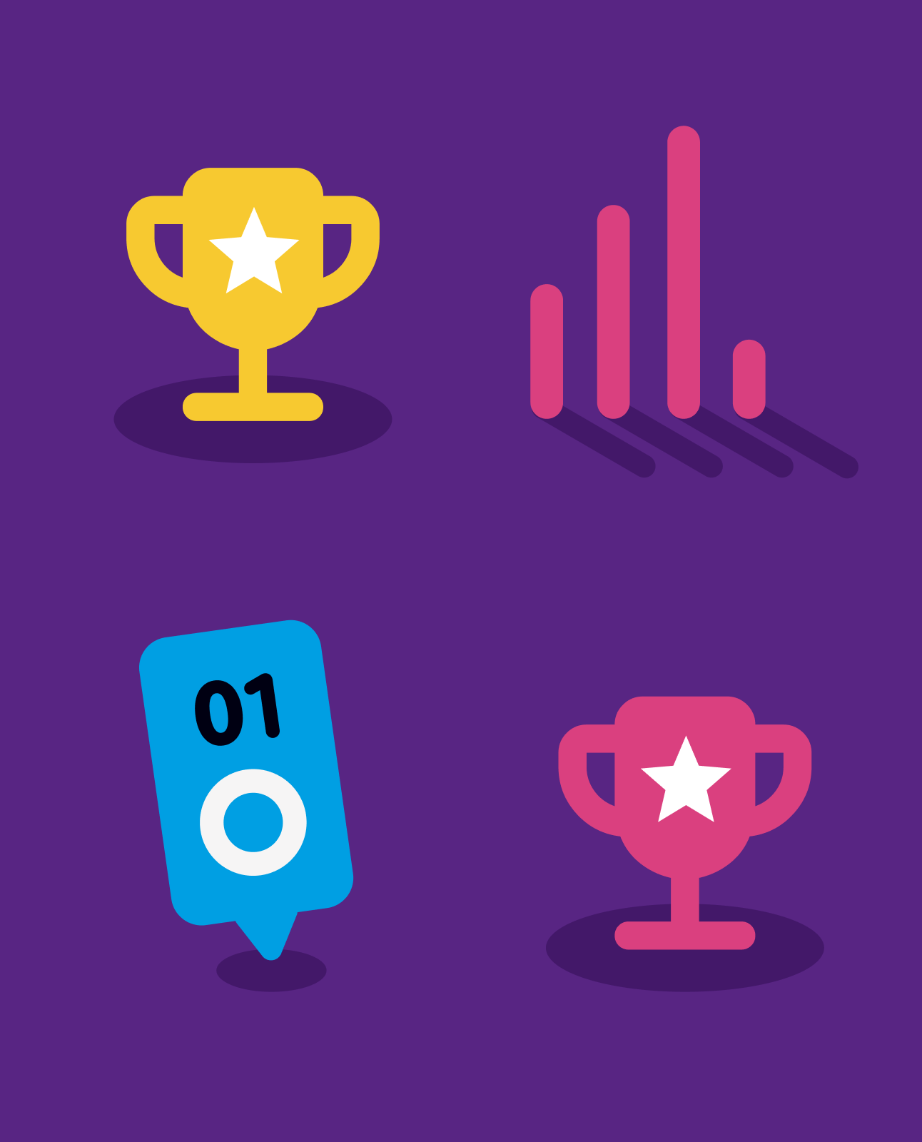 Illustrated trophies and progress markers