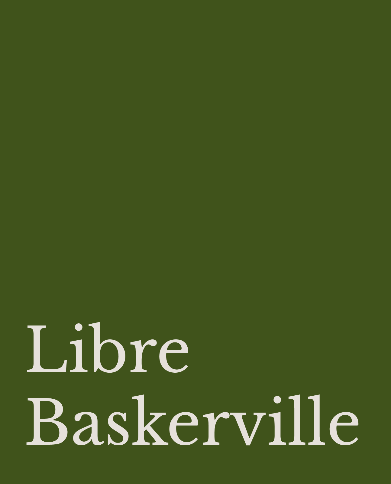 Libre Baskerville specimen on moss green