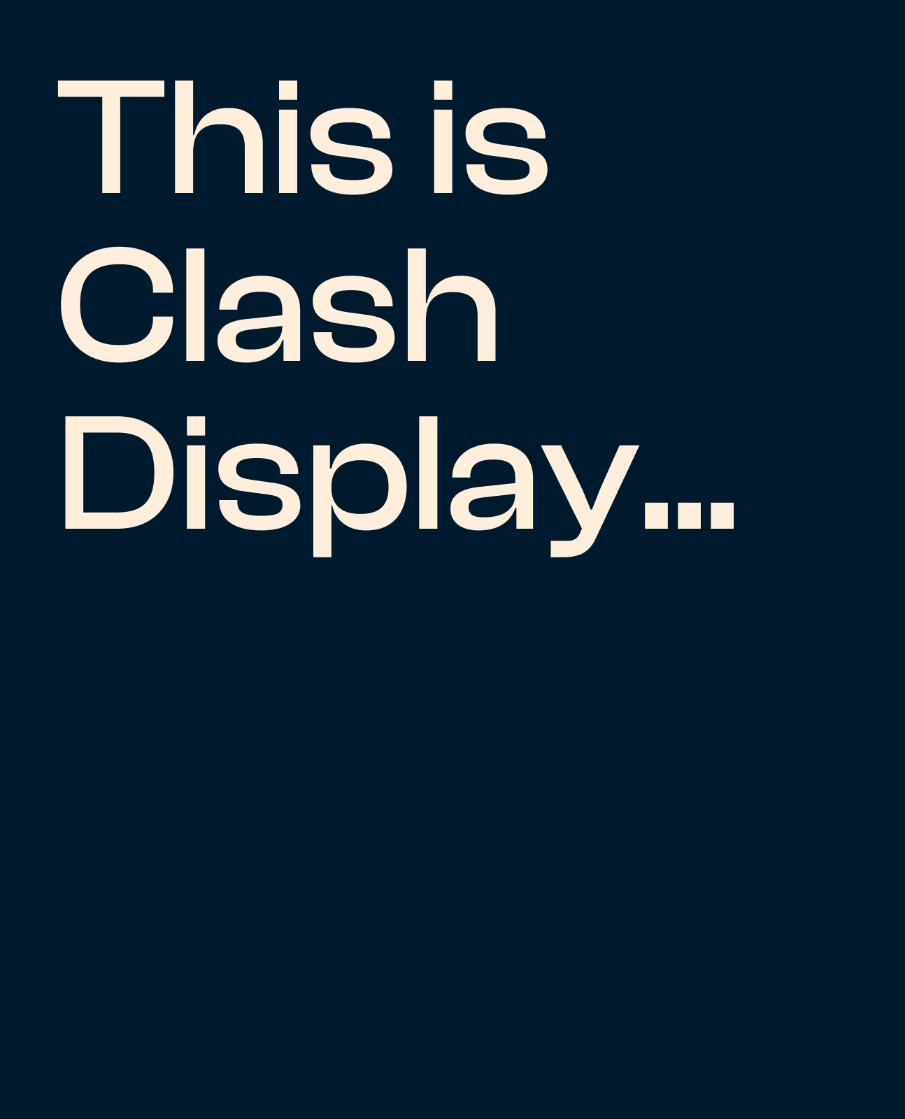 DIBI display typeface specimen: Clash Display on Oxford Blue