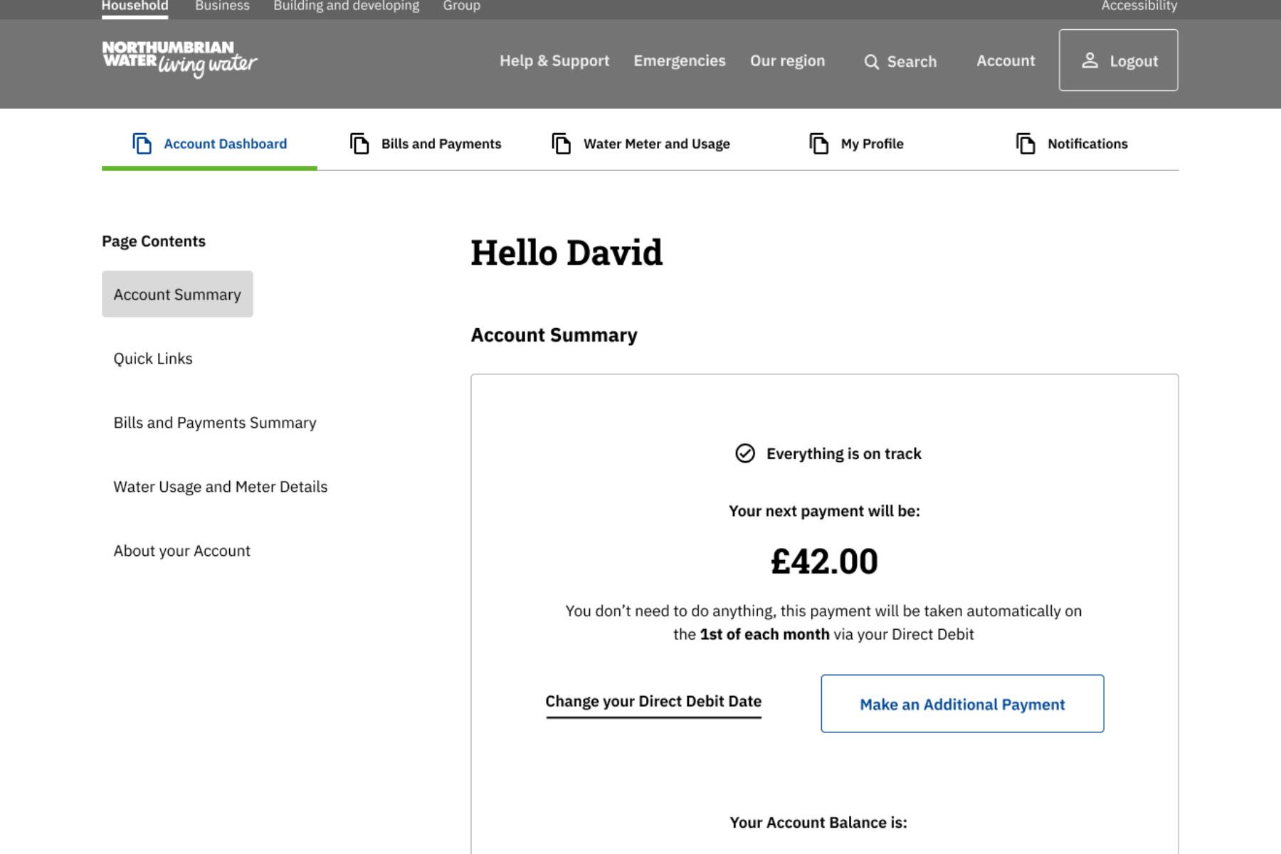 Wireframes for the redesigned account, worked through page by page
