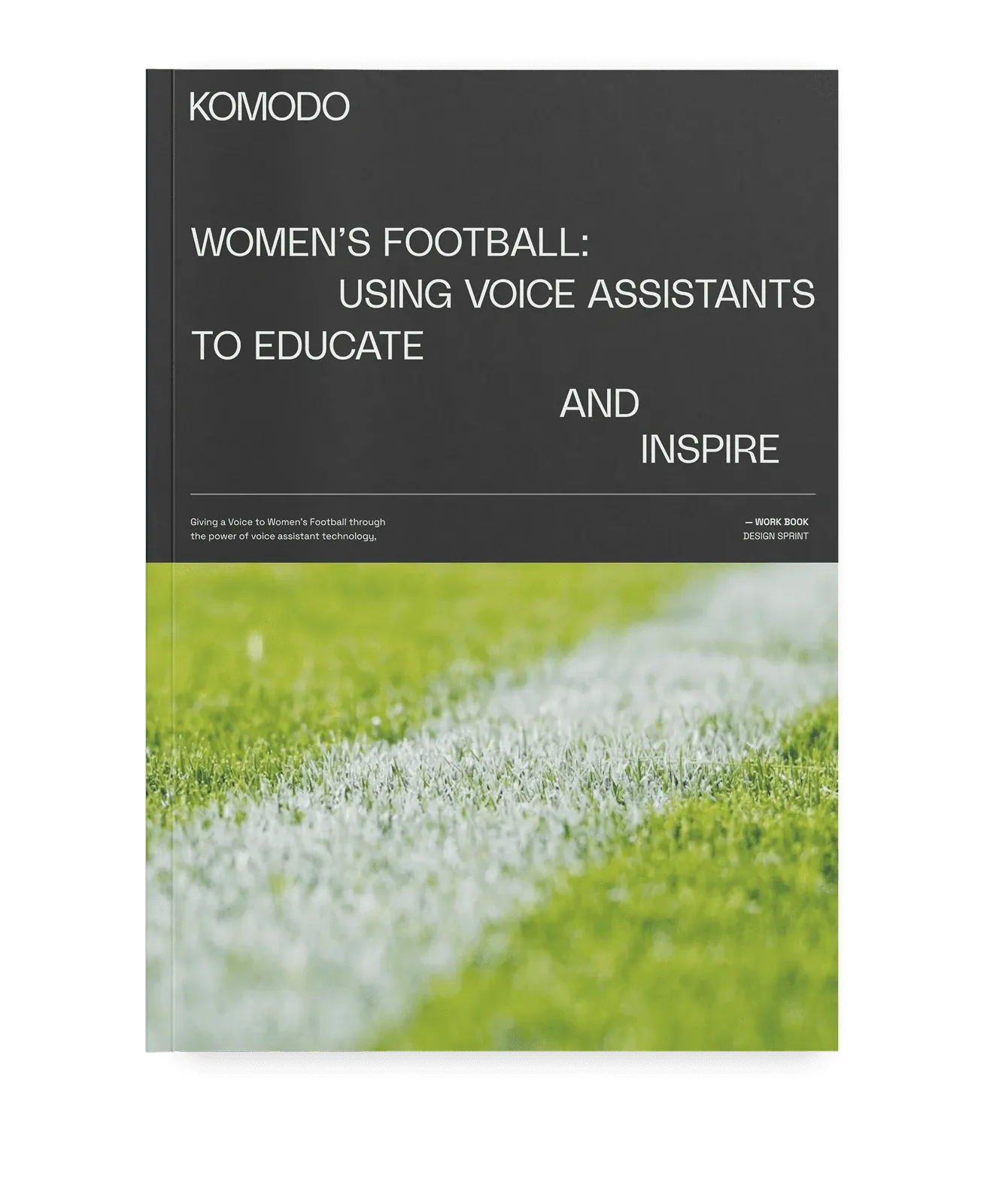Cover of the Komodo workbook Women's Football: Using Voice Assistants to educate and Inspire